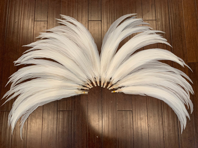 30-33” Silver Pheasant Feather, sold in pairs