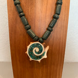 Necklace - Guatamala Jade w Enlayed shell 15