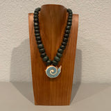 Necklace - Guatamala Jade w Enlayed shell 20