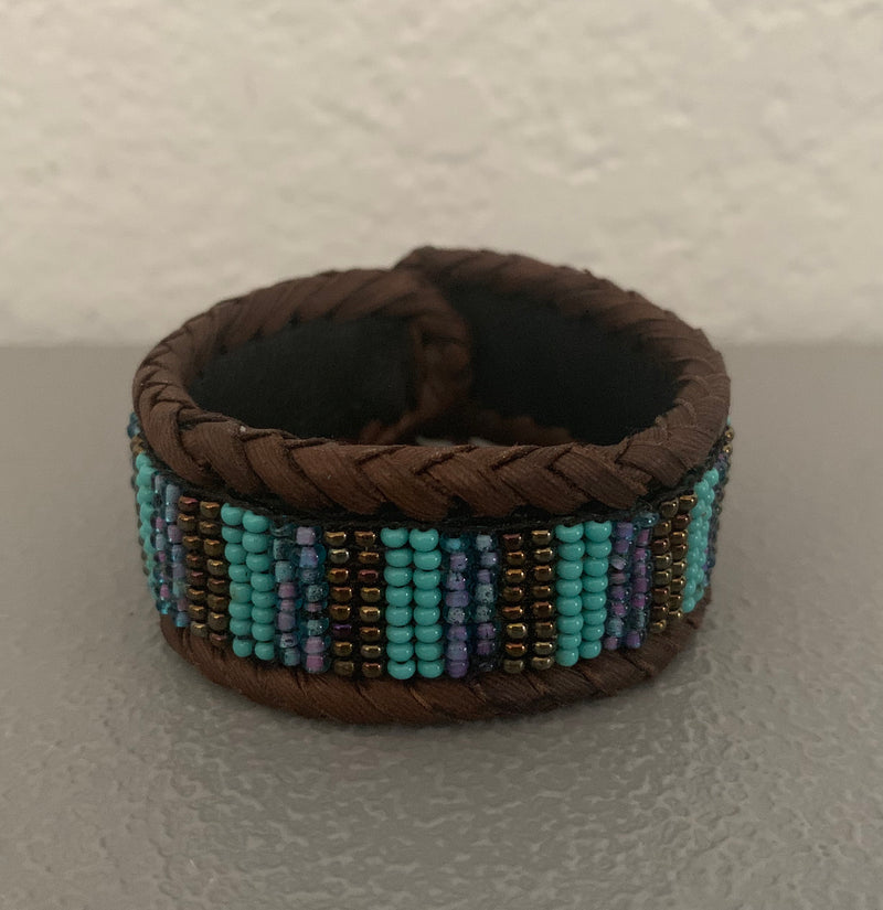 Beaded n leather bracelet 68
