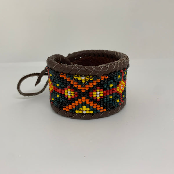 Beaded n leather bracelet 124