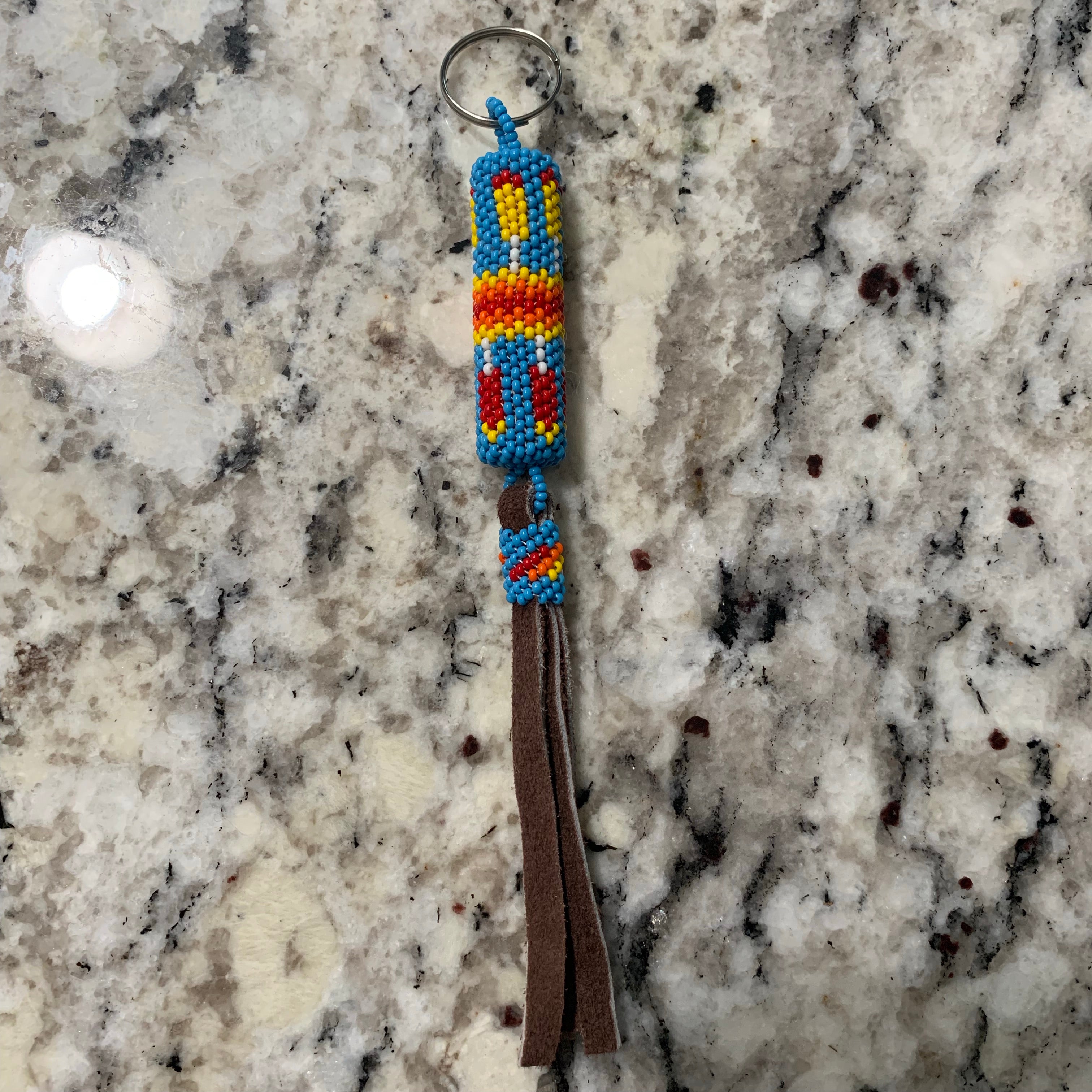 Beaded n leather keychain 8