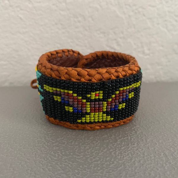 Beaded n leather bracelet 82