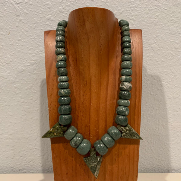 Necklace- Guatemala light Jade w arrowheads