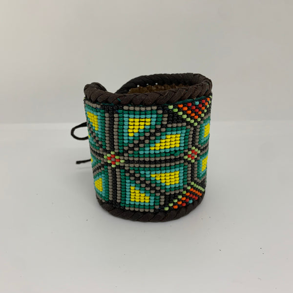 Beaded n leather bracelet 144
