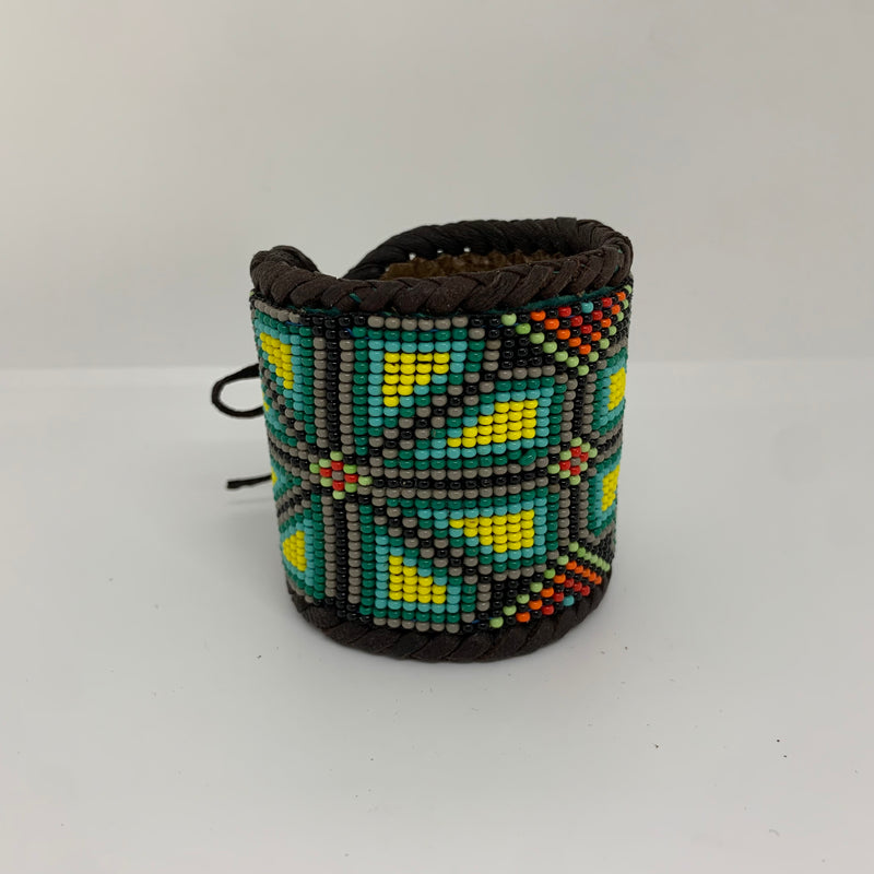 Beaded n leather bracelet 144