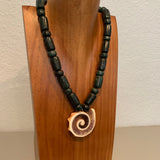 Necklace - Guatamala Jade w Enlayed shell 11