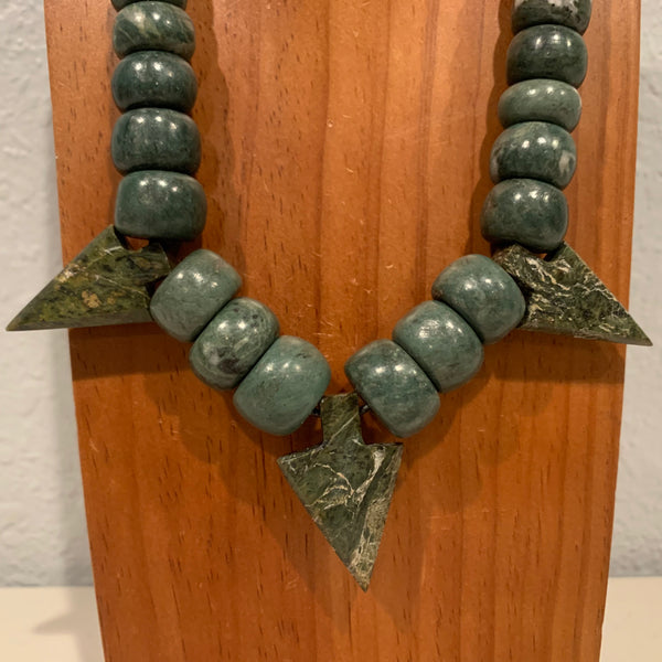 Necklace- Guatemala light Jade w arrowheads