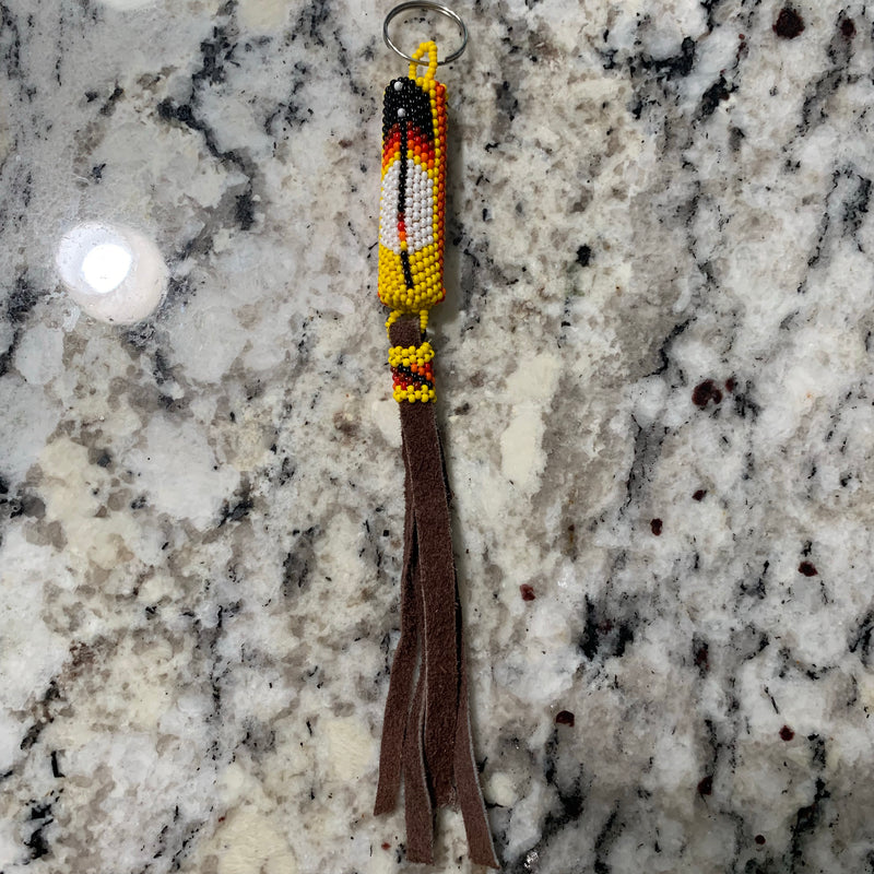 Beaded n leather keychain 2