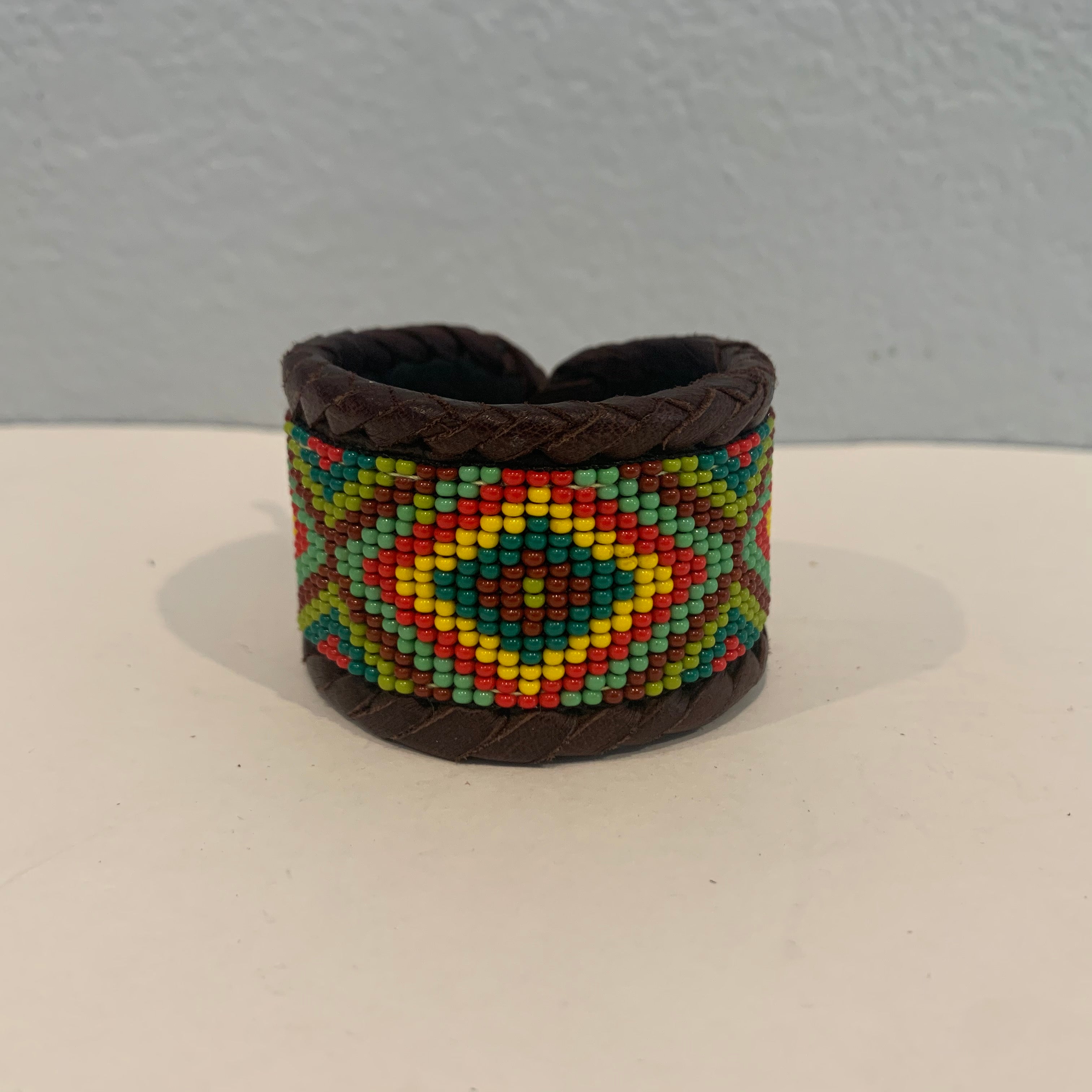 Beaded n leather bracelet 34