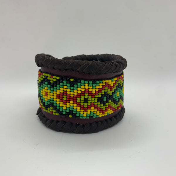 Beaded n leather bracelet 113