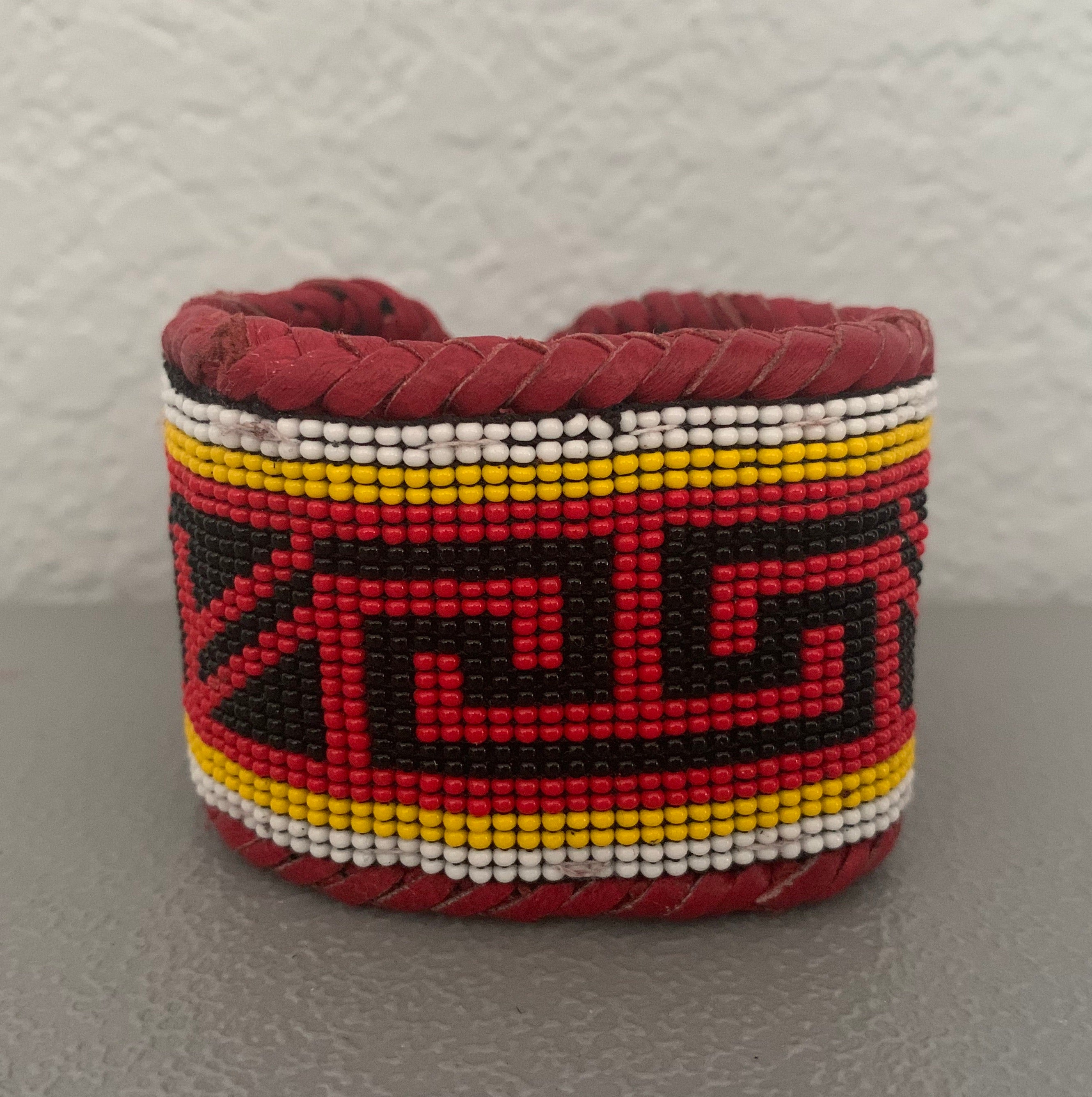 Beaded n leather bracelet 44