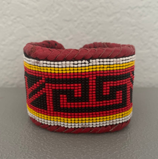 Beaded n leather bracelet 44