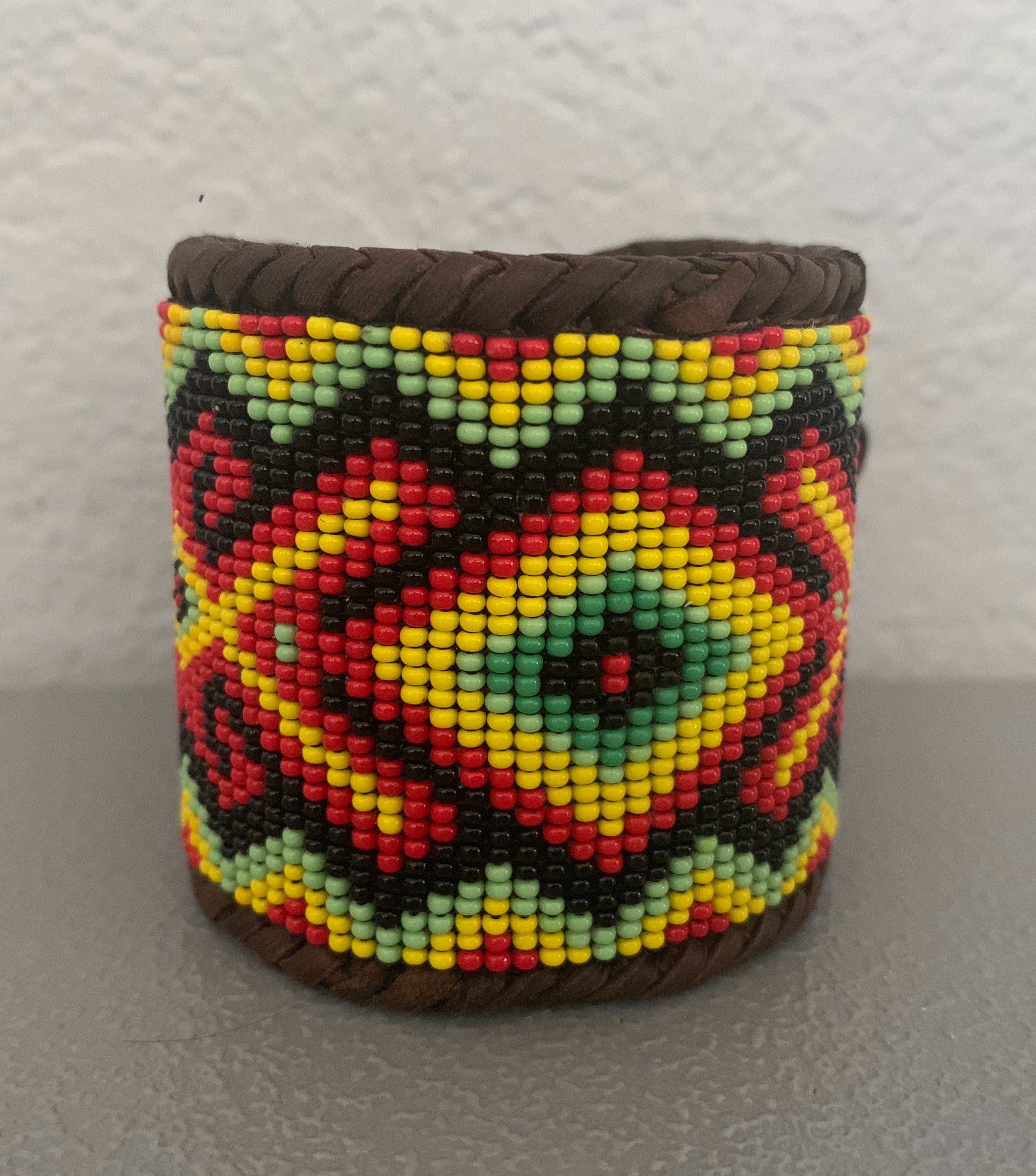 Beaded n leather bracelet 53