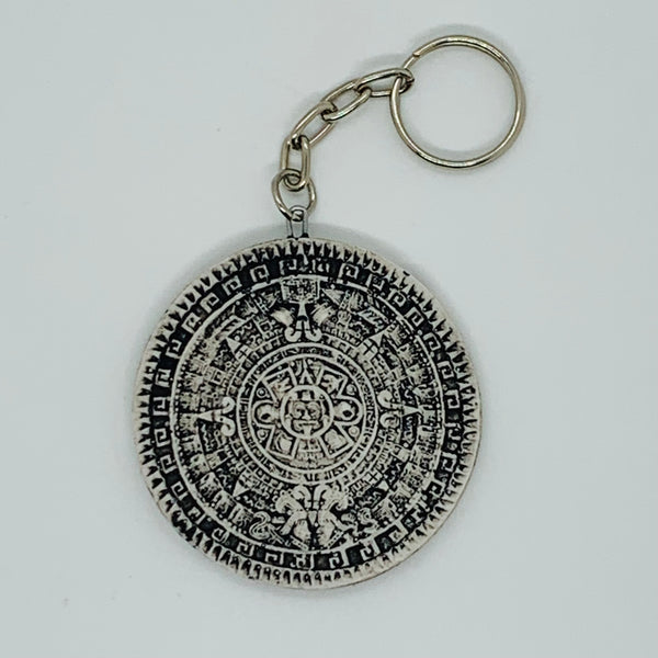 Clay keychain - Aztec Calendar