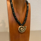 Necklace - Guatamala Jade w Enlayed shell 10