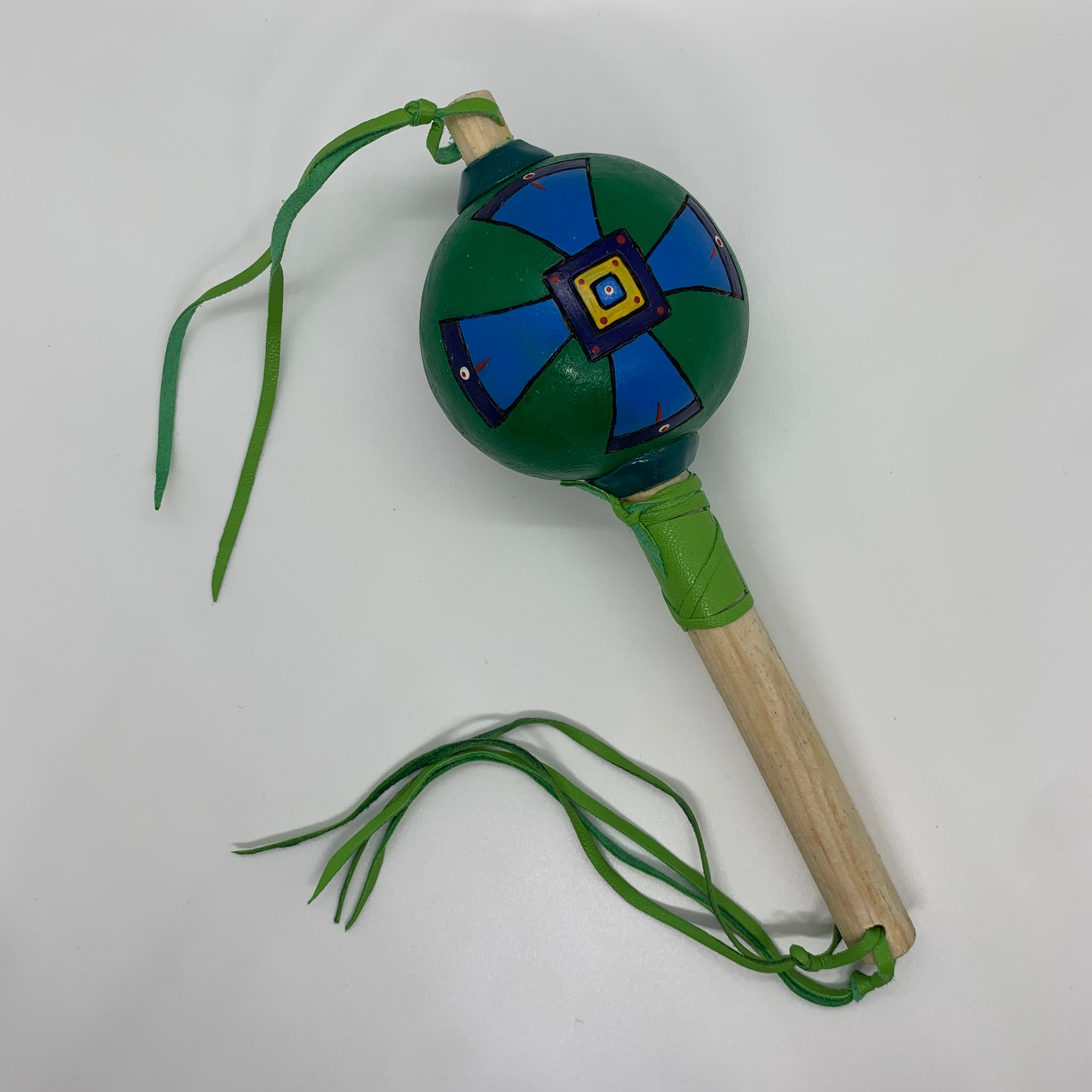 Aztec Dance Rattle painted 31 – Tochtli Cultural Wear