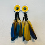 Feather Hair piece (2) White/Yellow