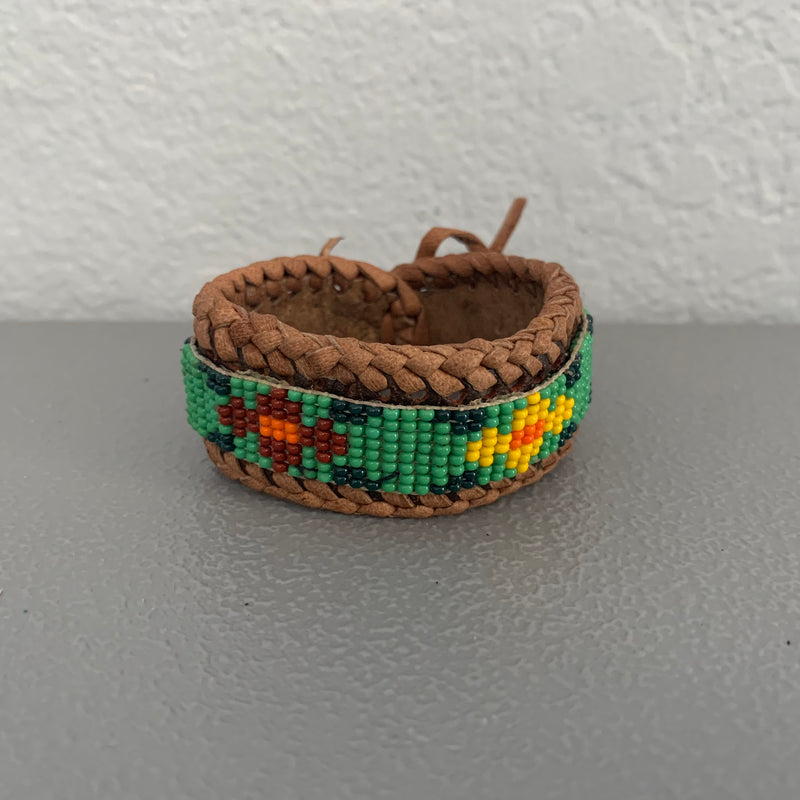 Beaded n leather bracelet 74