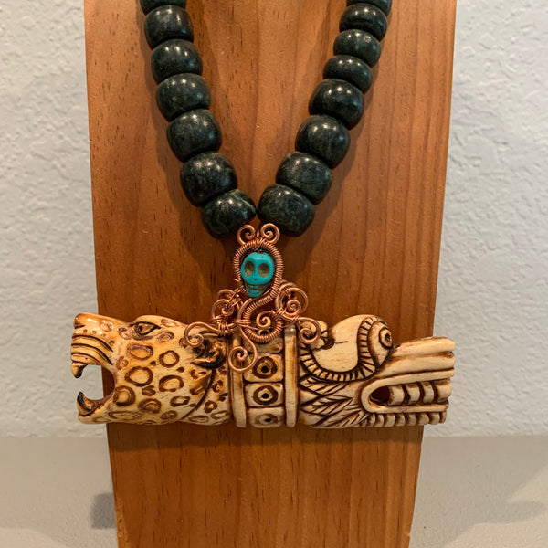 Necklace - Guatamala Jade Bone Eagle|Jaguar|Aguila|Cuauhtli|Ocelotl
