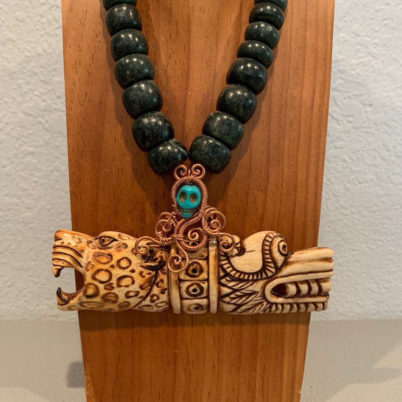 Necklace - Guatamala Jade Bone Eagle|Jaguar|Aguila|Cuauhtli|Ocelotl