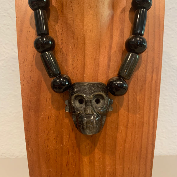 Necklace -Obsidian Skull