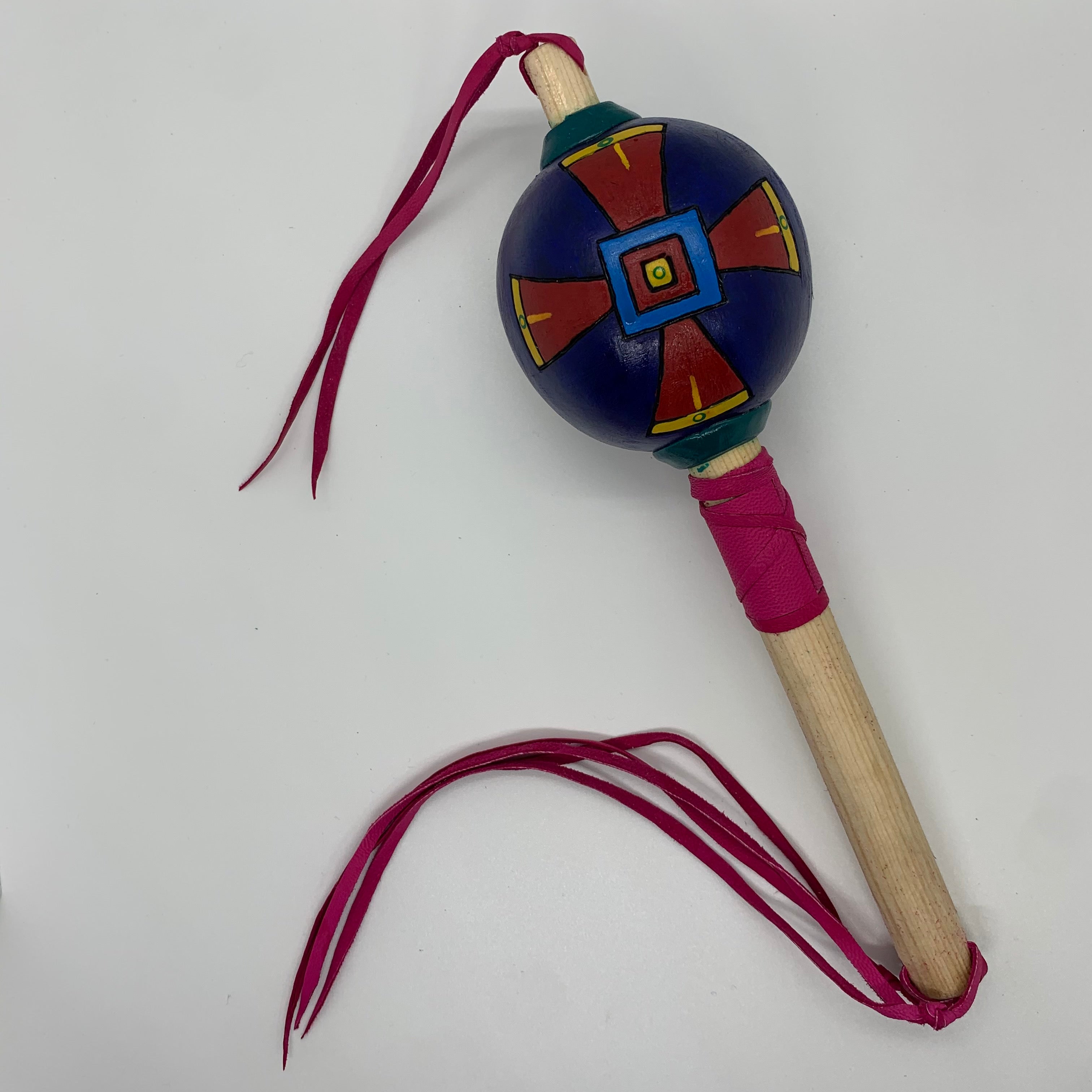 Aztec Dance Rattle painted 18 – Tochtli Cultural Wear