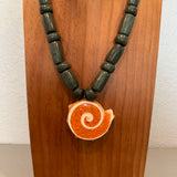 Necklace - Guatamala Jade w Enlayed shell 14