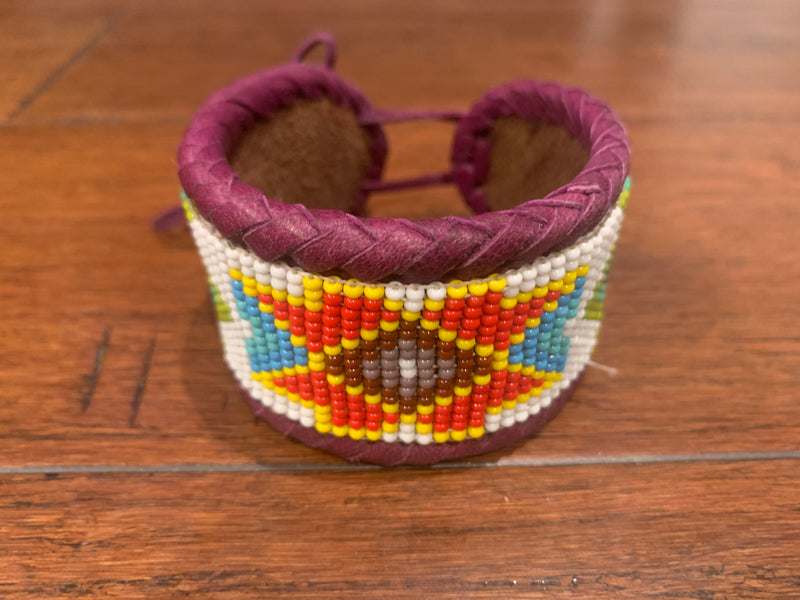 Beaded n leather bracelet