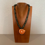 Necklace - Guatamala Jade w Enlayed shell 14