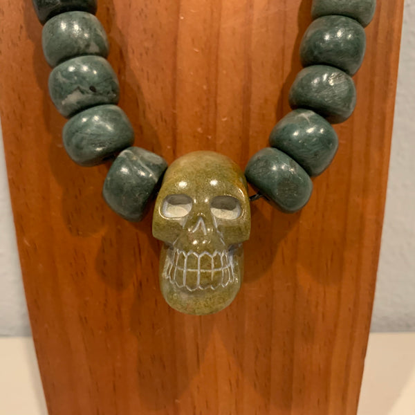 Necklace - Guatamala Jade and Skull (light)