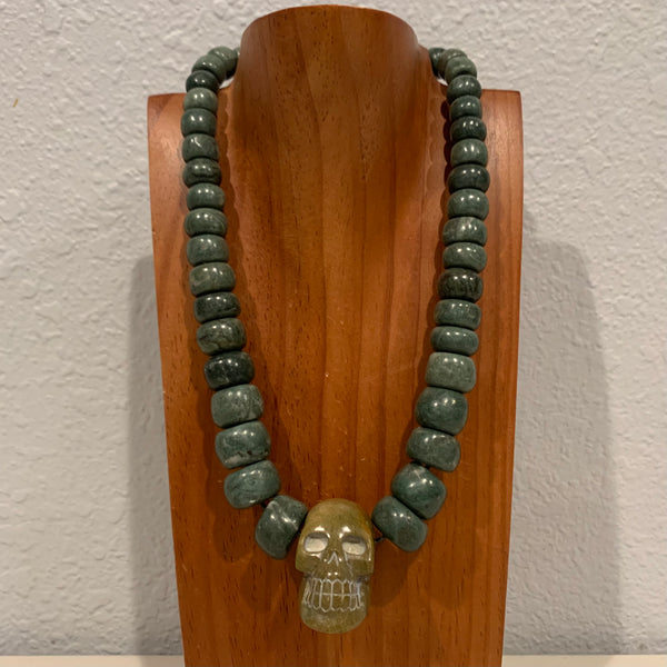 Necklace - Guatamala Jade and Skull (light)