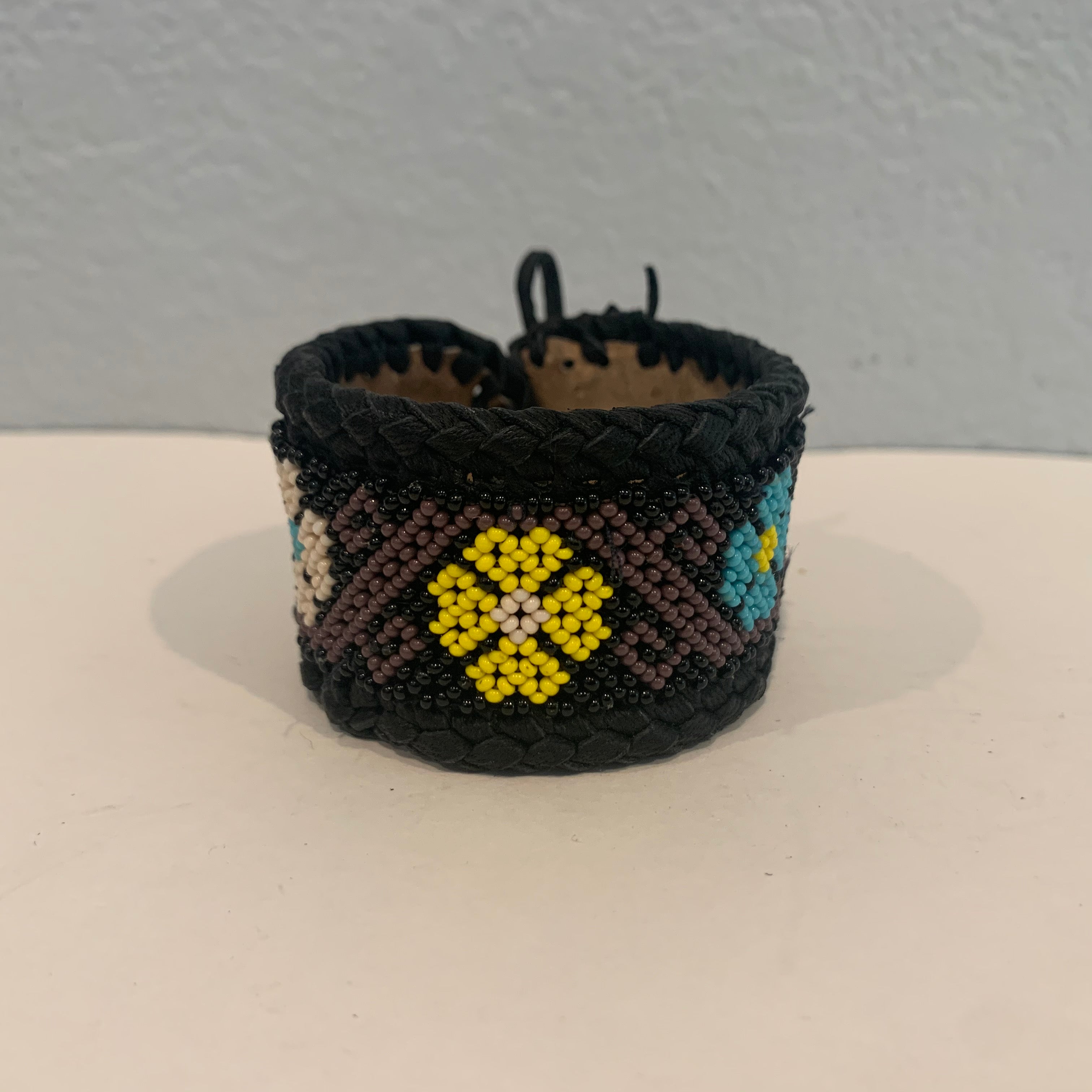 Beaded n leather bracelet 38
