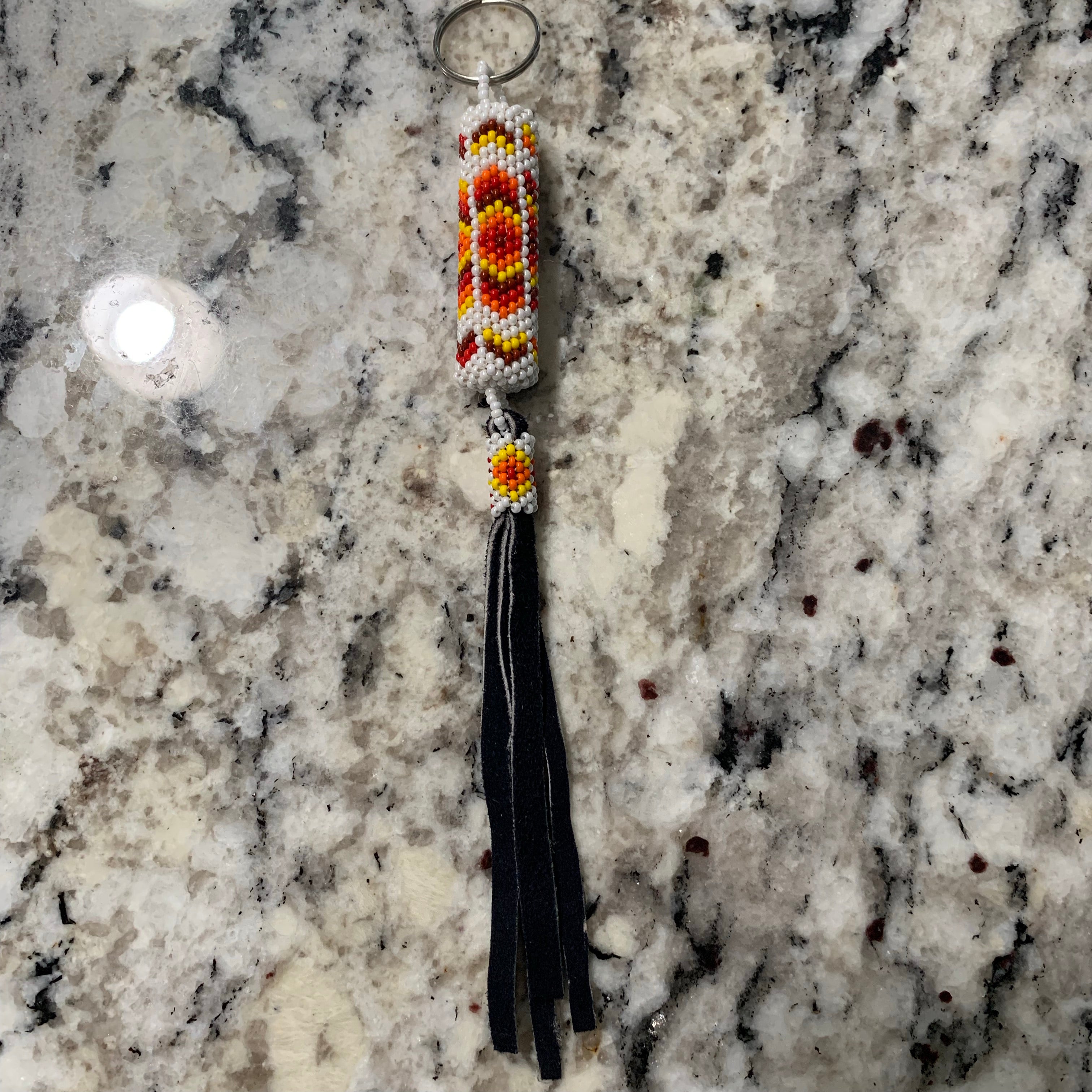 Beaded n leather keychain 7