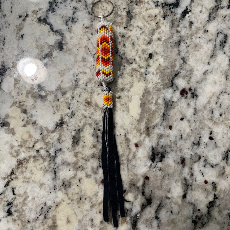 Beaded n leather keychain 7