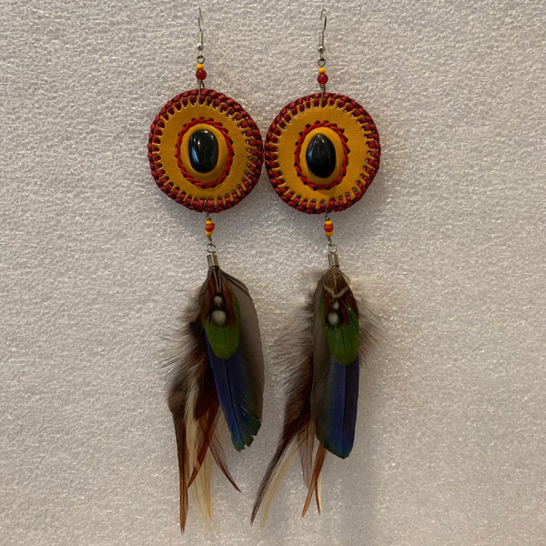Leather n Feather Earrings 107
