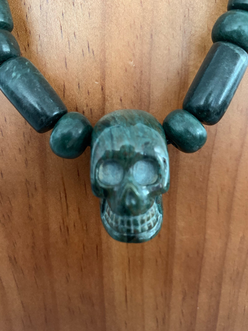 Necklace - Guatamala Jade and Skull pendent