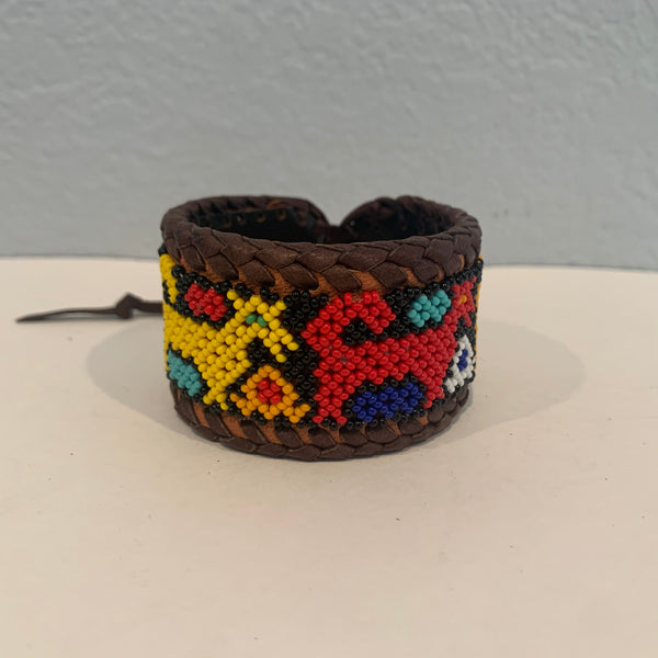 Beaded n leather bracelet 35