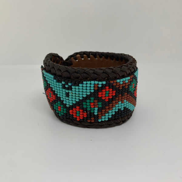 Beaded n leather bracelet 131
